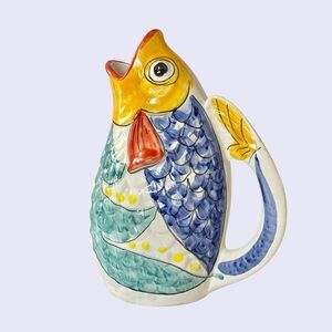 S Stefano "FISH" Shaped Pitcher Camastra ME Desuir Italy 10 1/4" Tall